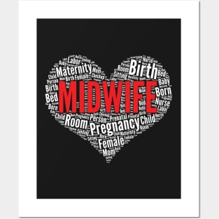 Midwife Heart Shape Word Cloud Design product Posters and Art